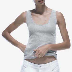 New Zara Silver Metallic Fashion Tank Top